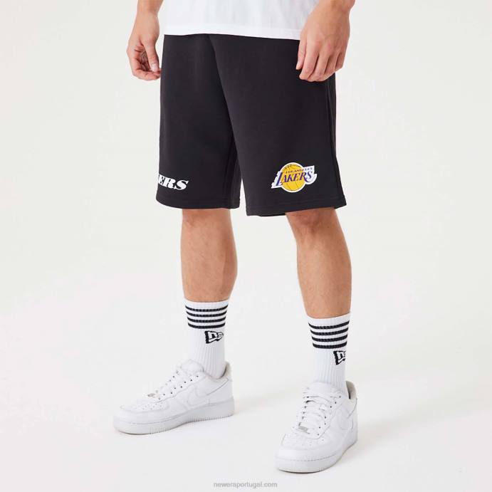 FFTN2654 New Era short oversized preto la lakers nba wordmark