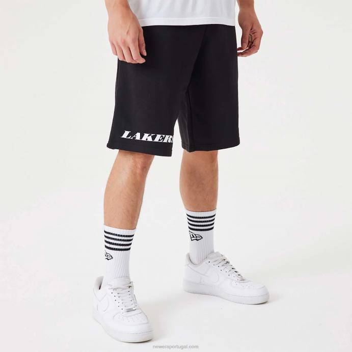 FFTN2654 New Era short oversized preto la lakers nba wordmark