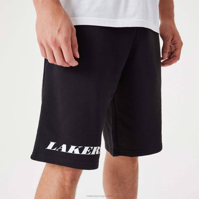 FFTN2654 New Era short oversized preto la lakers nba wordmark