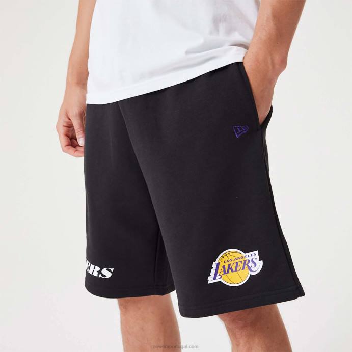 FFTN2654 New Era short oversized preto la lakers nba wordmark