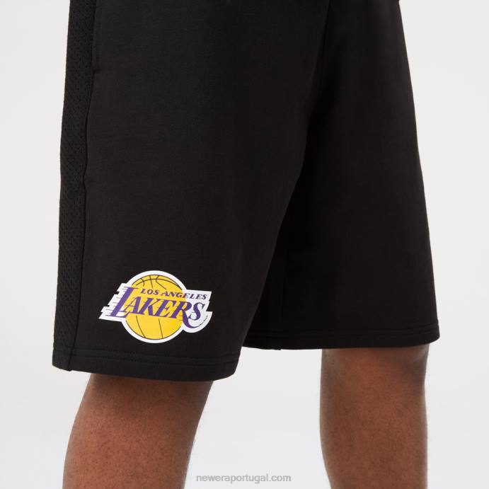 FFTN2655 New Era la lakers bermuda preta com logo da equipe da nba