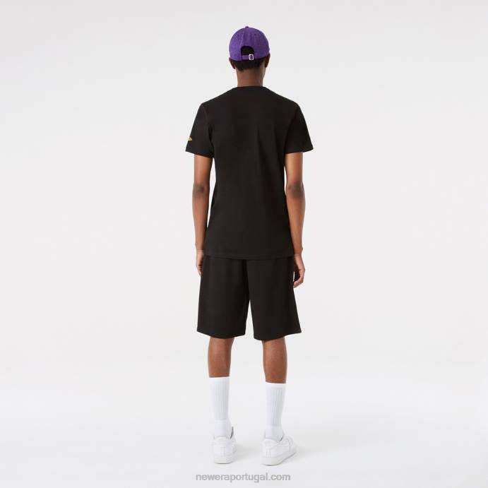 FFTN2655 New Era la lakers bermuda preta com logo da equipe da nba